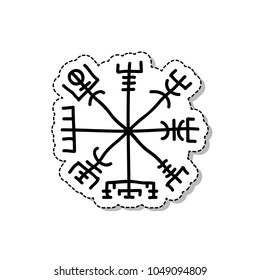 Icelandic magic runic sign (Vegvisir), doodle icon