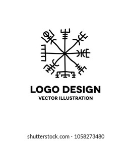 Icelandic magic runic sign (Vegvisir), doodle icon