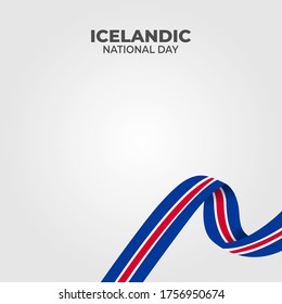 Icelandic National Day. Celebrated annually on June 17 in Iceland. Happy national holiday of freedom. Iceland flag. Patriotic poster design. Vector illustration