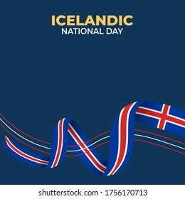 Icelandic National Day (Translate: Iceland National Day) Celebrated annually on June 17 in Iceland. Happy national holiday of freedom. Patriotic poster design. Vector illustration