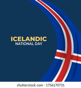 Icelandic National Day (Translate: Iceland National Day) Celebrated annually on June 17 in Iceland. Happy national holiday of freedom. Patriotic poster design. Vector illustration