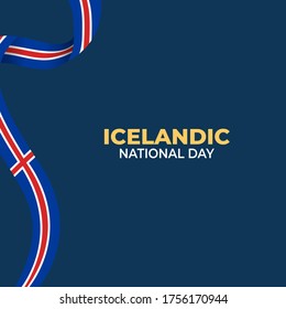 Icelandic National Day (Translate: Iceland National Day) Celebrated annually on June 17 in Iceland. Happy national holiday of freedom. Patriotic poster design. Vector illustration