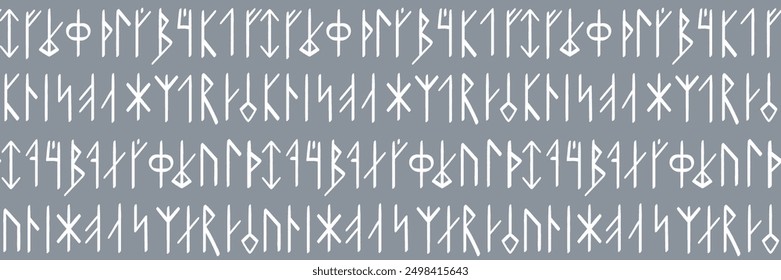 Icelandic neofolk seamless pattern with magic runes. Repeated background with ancient symbols.