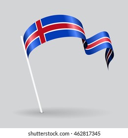 Icelandic pin icon wavy flag. Vector illustration.