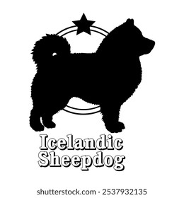 Icelandic Sheepdog dog silhouette,  dog, dog breeds, logo, vector, silhouette, logo design, animal, illustration, icon, sign, design, black,  symbol, pet