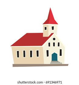 Icelandic temple icon. Nordic schematic cartoon capital. Vector illustration, isolated on white background