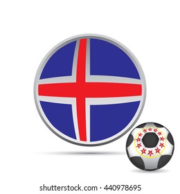 Iceland's official national flag with a soccer ball