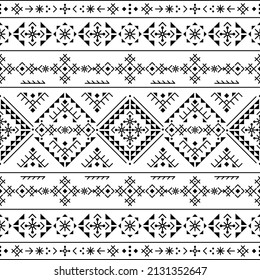 Iceland's rune art style geometric tribal line art vector square and long design collection, black and white set inspired by Viking patterns
