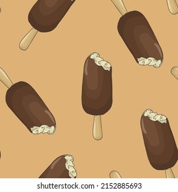 Icer Cream Chocolate Popsicle Seamless Pattern Background