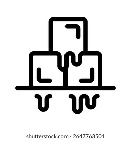 Icono de Cubo de Hielo Línea de Estilo Bebidas e Ingredientes Vector