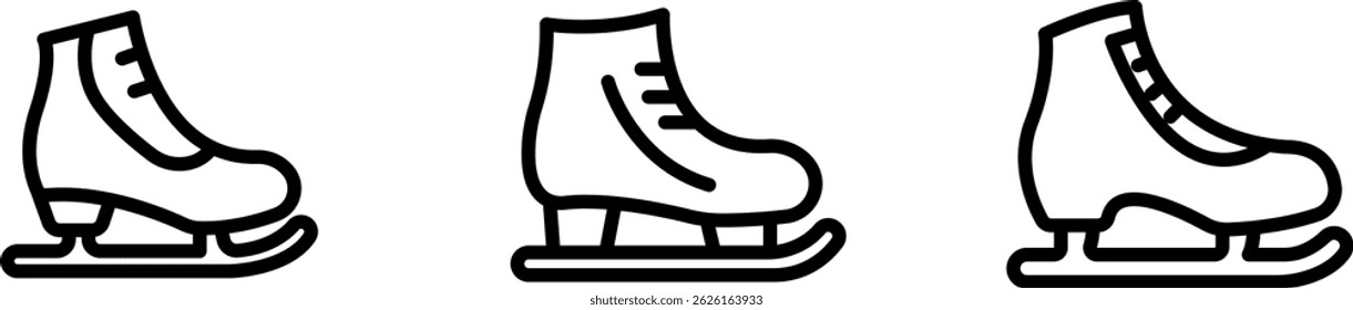 ice-skating outline or line icon design bundle.