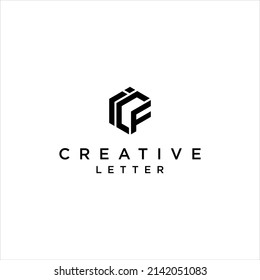 ICF letter logo,abstract hexagon IC vector