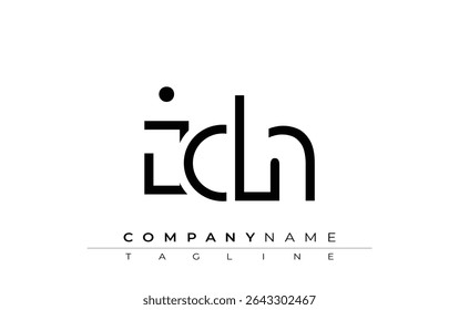 Desenho de letra abstrata ICH. Design de logotipo comercial moderno com tipografia abstrata e estilo contemporâneo