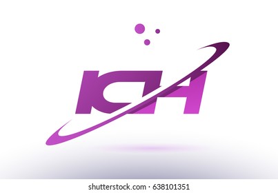 ich i c h  alphabet letter logo combination purple pink creative text dots company vector icon design template