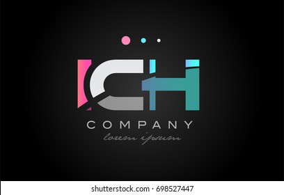 ICH i c h three 3 letter logo combination alphabet vector creative company icon design template modern  pink blue white grey