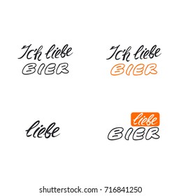 Ich liebe bier (I love beer -german) - text for your signboard or logo . Beer bar interior template design.