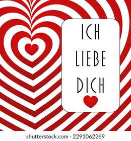 Ich liebe dich - deutscher Text - ich liebe dich. Vektorhintergrund mit roten und weißen Herzen.