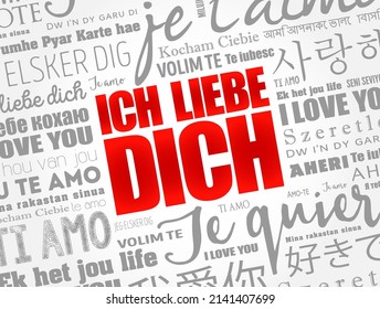 ICH LIEBE DICH (Ich liebe dich auf Deutsch) in verschiedenen Sprachen der Welt