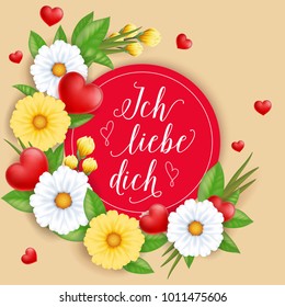 Ich Liebe Dich Lettering with Flowers