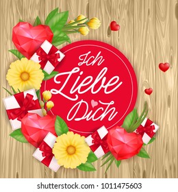 Ich Liebe Dich Lettering with Gifts