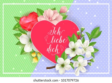 Ich Liebe Dich Lettering on Red Heart