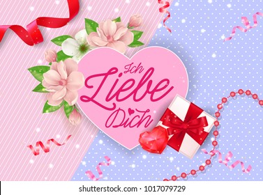 Ich Liebe Dich Lettering on Pink Heart