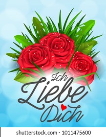 Ich Liebe Dich Lettering with Roses