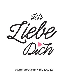 Ich liebe dich lettering with small heart