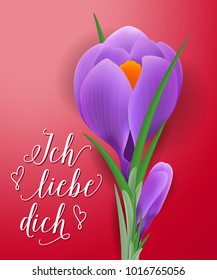 Ich Liebe Dich Lettering with Snowdrop