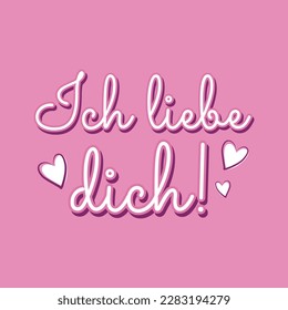 Ich liebe dich i love you german language valentine heart cute banner design vector