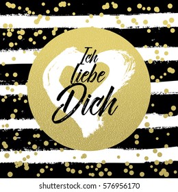 Ich liebe dich. I love you in German language. Love quote. Valentine's day card vector design