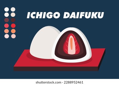 Ichigo daifuku Food vector Illustration icon and mascot