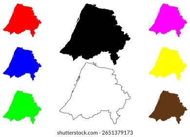 Ichinomiya cidade (Japão, Nihon-koku ou Nippon-koku, região de Chubu) mapa ilustração vetorial, esboço rabisco Owarichinomiya ou Ichinomiya-shi mapa