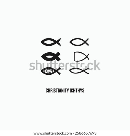 Ichthyic Christian Fish Symbol Religious Icon Set