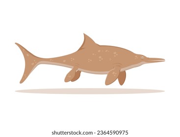 Ichthyosaurus Dinosaur Cartoon Character Vector Illustration