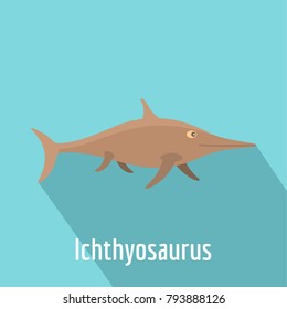 Ichthyosaurus icon. Flat illustration of ichthyosaurus vector icon for web.