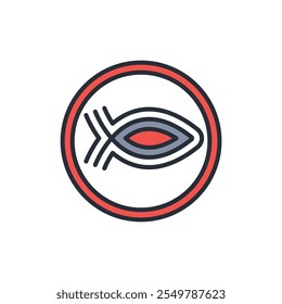 ícone ichthys. vetor.Sinal editável de estilo traço.linear para usar design da Web,ilustração logo.Symbol.