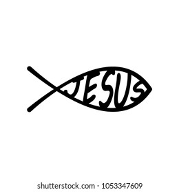 Ichthys or Jesus fish vector illustration with text