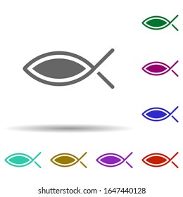 Ichthys in multi color style icon. Simple glyph, flat vector of world religiosity icons for ui and ux, website or mobile application