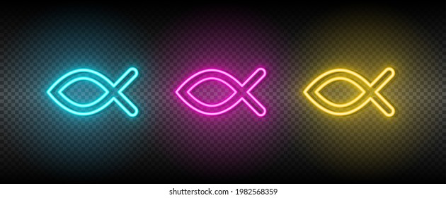 Ichthys symbol neon vector icon.