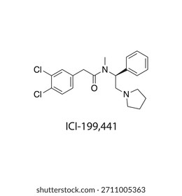ICI-204,448 Estructura molecular fórmula esquelética de Vector sobre fondo blanco. Ilustración esquemática simple.
