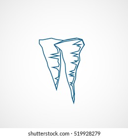 Icicle Christmas New Year  Blue Line Icon On White Background