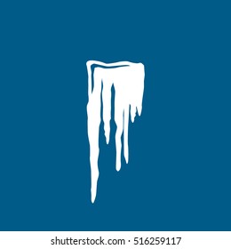 Icicle Christmas New Year Flat Icon On Blue Background