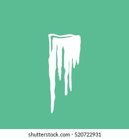 Icicle Christmas New Year  Flat Icon On Green Background