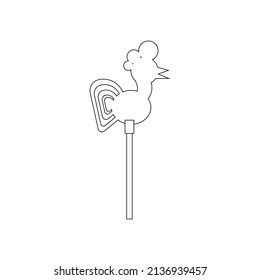 Icicle cockerel on a stick icon. Lollipop