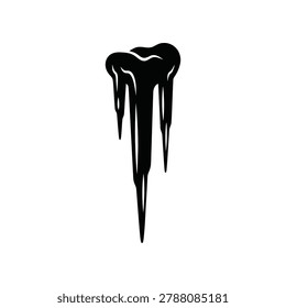 Icicle hanging with sharp dripping edges on a white background in winter