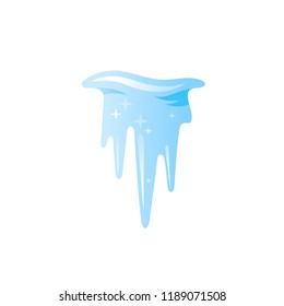 Icicle icon in cartoon flat style. Blue ice symbol for winter, nature, weather design, for logo, emblems and more. Vector illustration isolated on white background.