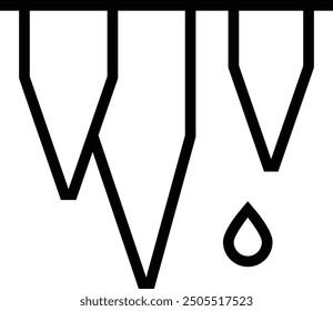 Eiszapfen-Symbol. Dünnes lineares Design einzeln auf weißem Hintergrund