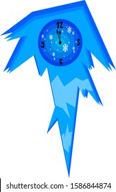 icicle with a pattern in the form of a Christmas clock an object on a white background the concept of winter holidays and Christmas