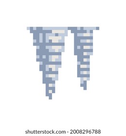Icicle pixel art icons Winter theme set. Isolated vector illustration